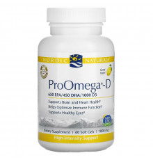 Nordic Naturals, ПроОмега-D, Ароматизатор Лимона, 1000 мг, 60 Капсул