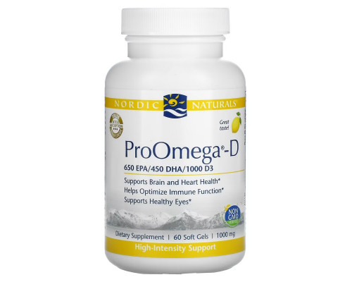 Nordic Naturals, ПроОмега-D, Ароматизатор Лимона, 1000 мг, 60 Капсул Nordic Naturals, ПроОмега-D, Ароматизатор Лимона, 1000 мг, 60 Капсул