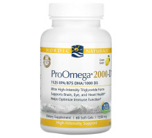 Nordic Naturals, ProOmega 2000-D, Лимон, 1250 мг, 60 мягких таблеток