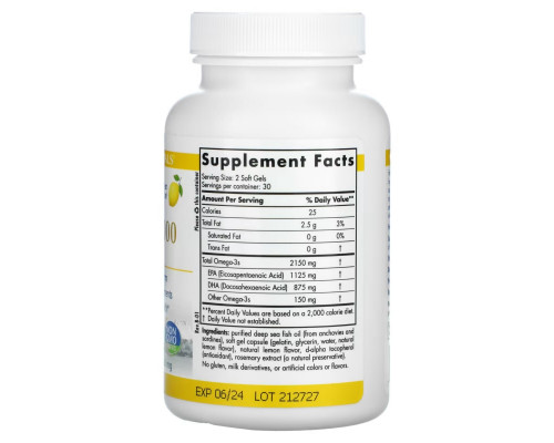 Nordic Naturals, ProOmega 2000, Lemon, 1,250 mg, 60 Soft Gels Nordic Naturals, ProOmega 2000, Lemon, 1,250 mg, 60 Soft Gels