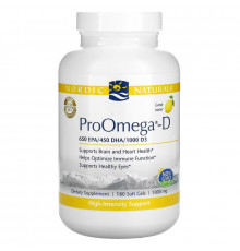 Nordic Naturals, ПроОмега-D, Лимон, 180 Гелиевых Капсул