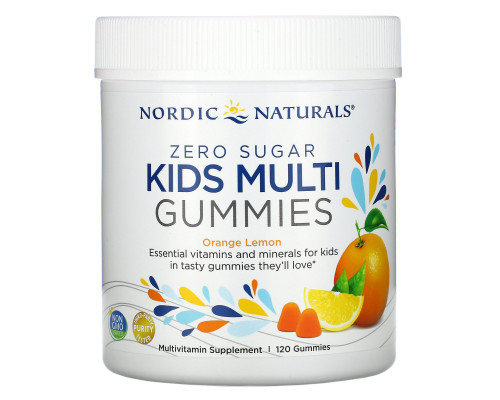 Nordic Naturals, Zero Sugar, Kids Multi Gummies, Orange Lemon , 120 Gummies Nordic Naturals, Zero Sugar, Kids Multi Gummies, Orange Lemon , 120 Gummies