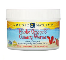 Nordic Naturals Конфеты-червяки от Nordic с омега-3 со вкусом клубники 30 штук