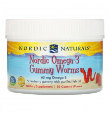 Nordic Naturals Конфеты-червяки от Nordic с омега-3 со вкусом клубники 30 штук