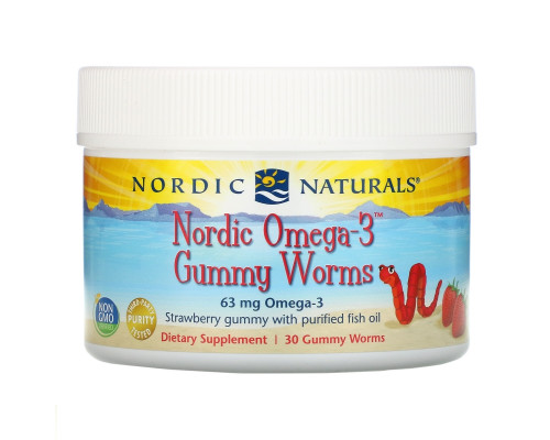 Nordic Naturals Конфеты-червяки от Nordic с омега-3 со вкусом клубники 30 штук