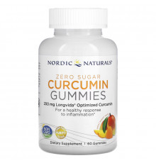 Nordic Naturals, Жевательные таблетки куркумин, манго, 200 мг, 60 жевательных таблеток