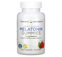 Для здорового сна Nordic Naturals, Жевательные мармеладки с мелатонином без сахара, малина, 1,5 мг, 120 жевательных таблеток