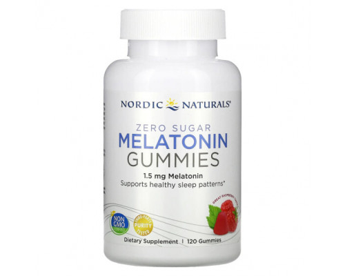 Для здорового сна Nordic Naturals, Жевательные мармеладки с мелатонином без сахара, малина, 1,5 мг, 120 жевательных таблеток Для здорового сна Nordic Naturals, Жевательные мармеладки с мелатонином без сахара, малина, 1,5 мг, 120 жевательных таблеток