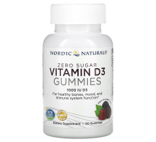 Nordic Naturals, Zero Sugar Vitamin D3 Gummies, Wild Berry, 25 mcg (1,000 IU), 60 Gummies