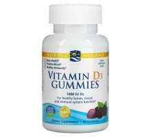 Nordic Naturals Витамин D3 в форме мишек дикая вишня 1000 МЕ 60 мишек