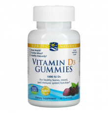 Nordic Naturals Витамин D3 в форме мишек дикая вишня 1000 МЕ 60 мишек