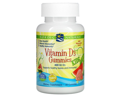 Nordic Naturals, Витамин D3 Детские Мармеладки, 400 М.Е., 60 Мармеладок Nordic Naturals, Витамин D3 Детские Мармеладки, 400 М.Е., 60 Мармеладок