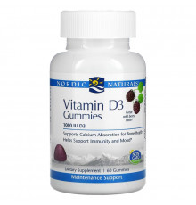 Nordic Naturals, Витамин D3, Лесная ягода, 1000 МЕ, 60 жевательных таблеток
