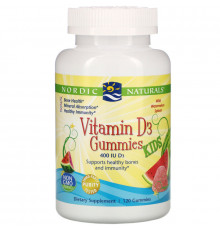 Nordic Naturals, Vitamin D3 Gummies KIDS, Wild Watermelon Splash, 400 IU, 120 Gummies