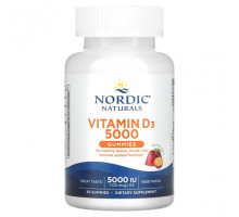 Витамин D Nordic Naturals, Жевательные таблетки с витамином D3, маракуйя, 5000 МЕ (125 мкг), 30 жевательных таблеток