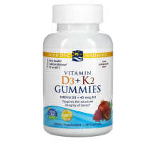 Nordic Naturals, Жевательные витамины D3 + K2, Гранат, 60 мишек