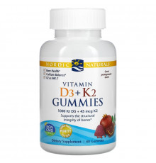 Nordic Naturals, Жевательные витамины D3 + K2, Гранат, 60 мишек