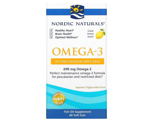 Nordic Naturals Омега-3 1000 мг 60 рыбных капсул Nordic Naturals Омега-3 1000 мг 60 рыбных капсул