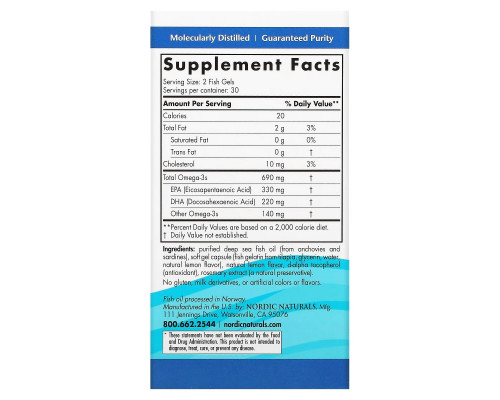 Nordic Naturals Омега-3 1000 мг 60 рыбных капсул Nordic Naturals Омега-3 1000 мг 60 рыбных капсул