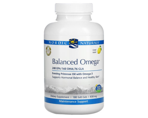 Nordic Naturals, Balanced Omega, Lemon Flavor, 830 mg, 180 Softgels Nordic Naturals, Balanced Omega, Lemon Flavor, 830 mg, 180 Softgels