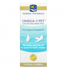 Nordic Naturals, Масло Омега-3 для поддержание здоровья животных, для кошек и небольших собак, 2 жидких унции (60 мл)