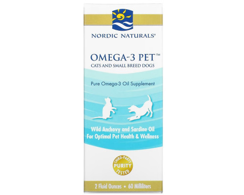 Nordic Naturals, Масло Омега-3 для поддержание здоровья животных, для кошек и небольших собак, 2 жидких унции (60 мл) Nordic Naturals, Масло Омега-3 для поддержание здоровья животных, для кошек и небольших собак, 2 жидких унции (60 мл)