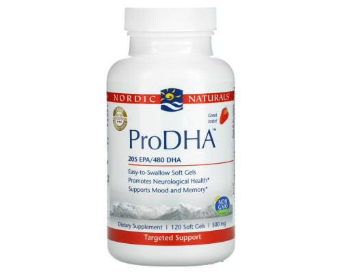 Nordic Naturals, ProDHA, Клубника, 500 мг, 120 Гелиевых Капсул Nordic Naturals, ProDHA, Клубника, 500 мг, 120 Гелиевых Капсул