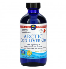 Nordic Naturals Масло печени арктической трески со вкусом клубники 8 жидких унций (237 мл)