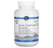 Nordic Naturals, Arctic Cod Liver Oil, Lemon Flavor, 1000 mg, 180 Softgels