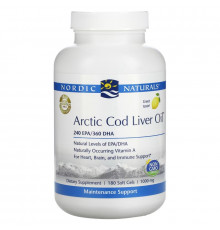 Nordic Naturals, Arctic Cod Liver Oil, Lemon Flavor, 1000 mg, 180 Softgels