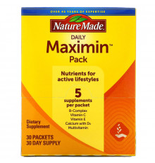 Nature Made, Daily Maximin Pack, поливитамины и минералы, 6 ингредиентов в пакетике, 30 пакетиков