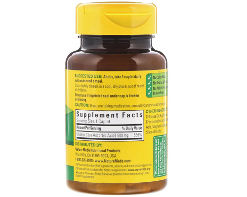 Nature Made, Vitamin C, 500 mg, 100 Caplets Nature Made, Vitamin C, 500 mg, 100 Caplets
