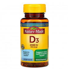 Nature Made, D3 , 2000 МЕ, 90 мягких таблеток