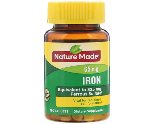 Nature Made, Iron, 65 mg, 180 Tablets Nature Made, Iron, 65 mg, 180 Tablets