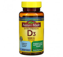 Витамин D Nature Made, D3, Extra Strength, 125 мкг, 90 мягких таблеток