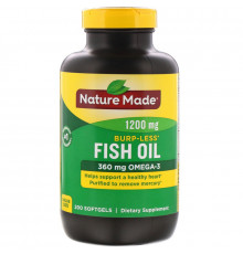Nature Made, Рыбий жир без послевкусия 1200 мг, 200 гелевых капсул
