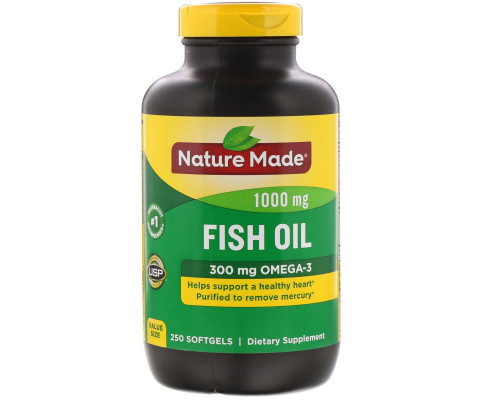 Nature Made, Fish Oil, 1,000 mg, 250 Softgels Nature Made, Fish Oil, 1,000 mg, 250 Softgels