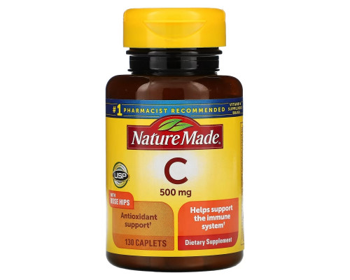Nature Made, Vitamin C with Rose Hips, 500 mg, 130 Caplets Nature Made, Vitamin C with Rose Hips, 500 mg, 130 Caplets