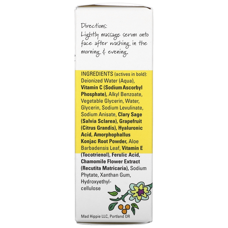 Mad Hippie Skin Care Products, Сыворотка витамина С, 8 активных веществ, 1,02 жидких унции (30 мл)