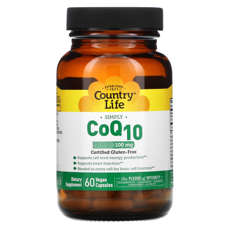 Country Life, Коэнзим Q10, 100 мг, 60 веганских капсул