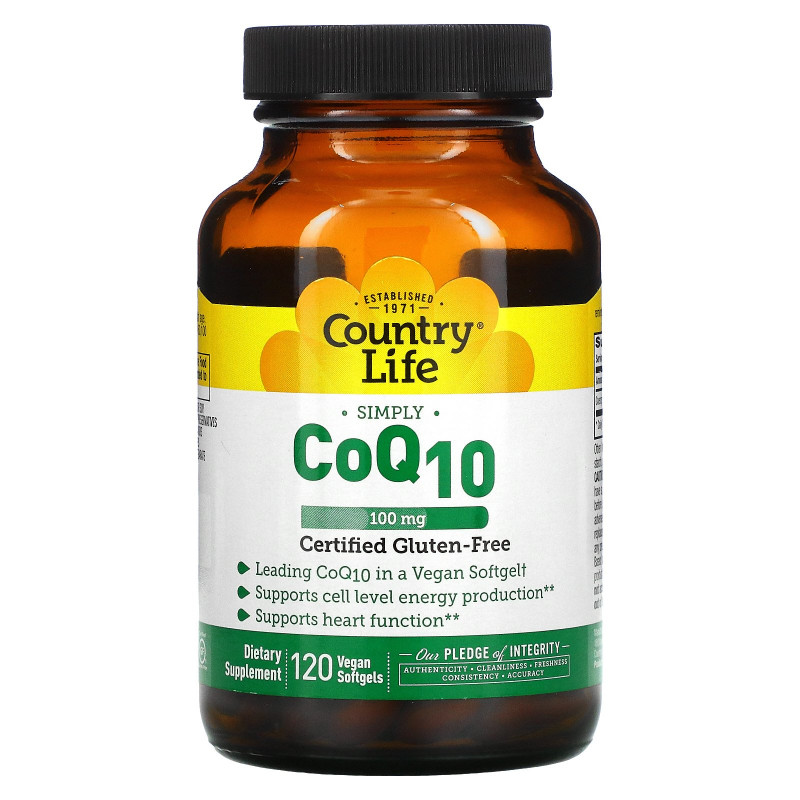 Country Life, Коэнзим Q10, 100 мг, 120 веганских капсул