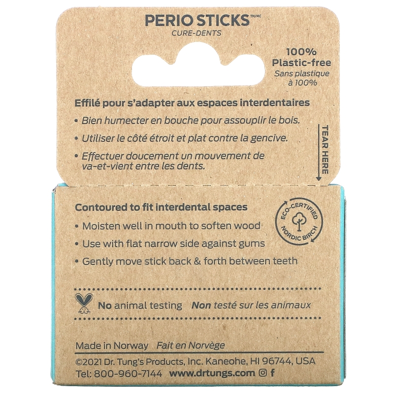 Dr. Tung's, Perio Sticks, палочки для удаления налета, тонкие 80 шт