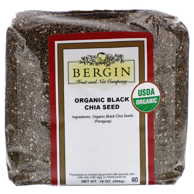 Bergin Fruit and Nut Company, Органические черные семена чиа, 16 унций (454 г)