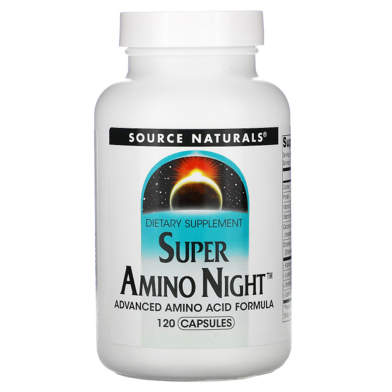 Source Naturals, Супер Амино Ночь, 120 капсул