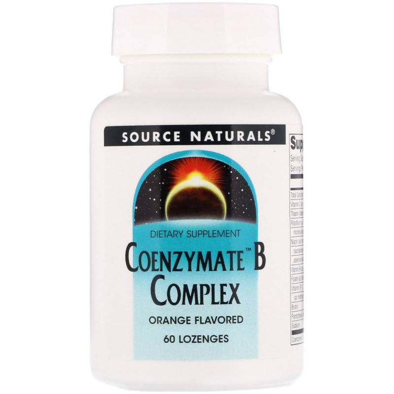 Source Naturals, Комплекс витаминов B Coenzymate, апельсиновый вкус, 60 леденцов