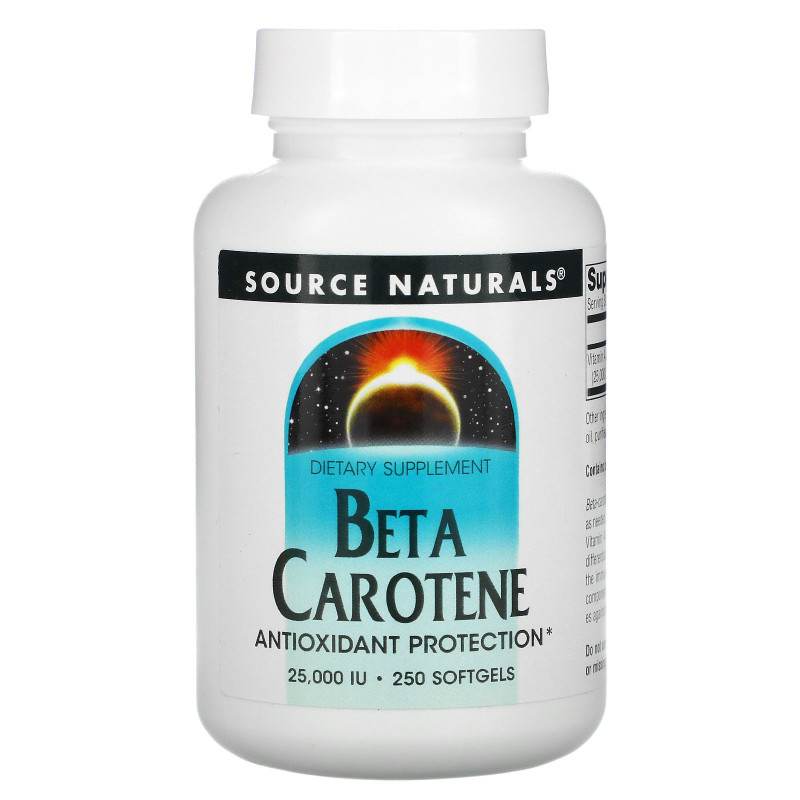 Source Naturals, Бета-каротин, 25000 МЕ, 250 капсул