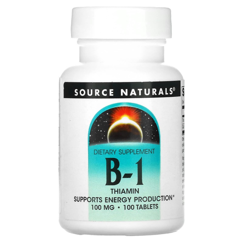 Source Naturals, Витамин B-1, тиамин, 100 мг, 100 таблеток
