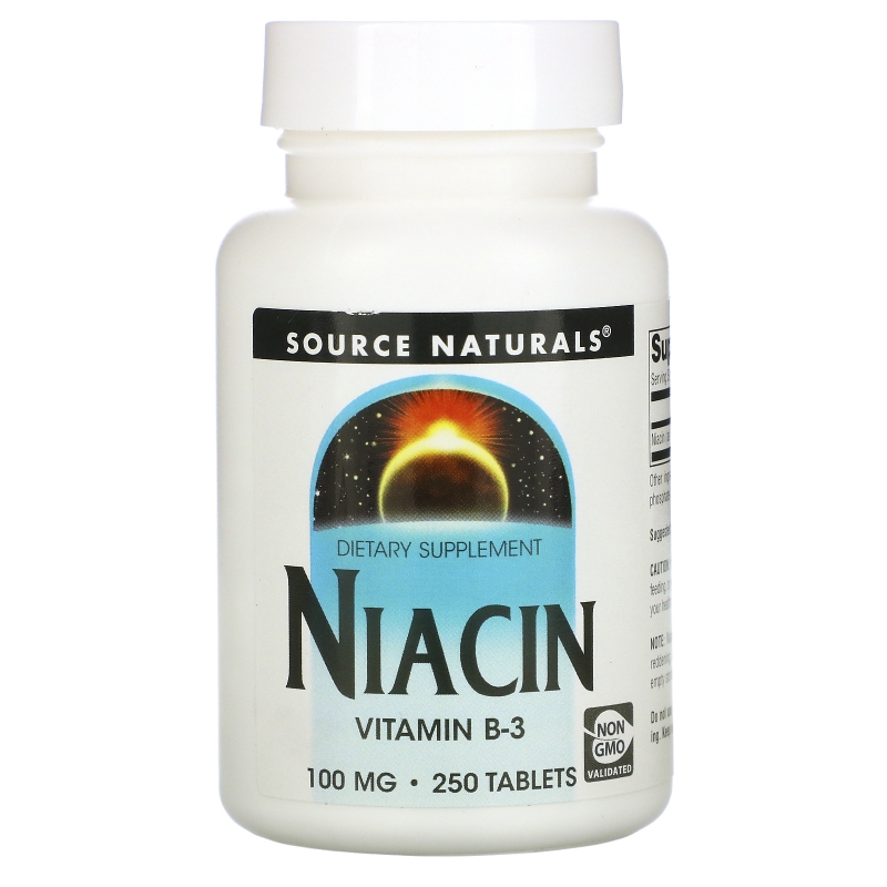 Source Naturals, Никотиновая кислота, 100 мг, 250 таблеток