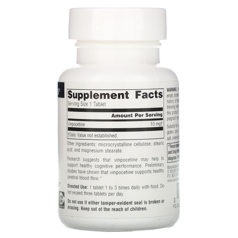 Source Naturals Винпоцетин (Vinpocetine) 10 мг 120 таблеток