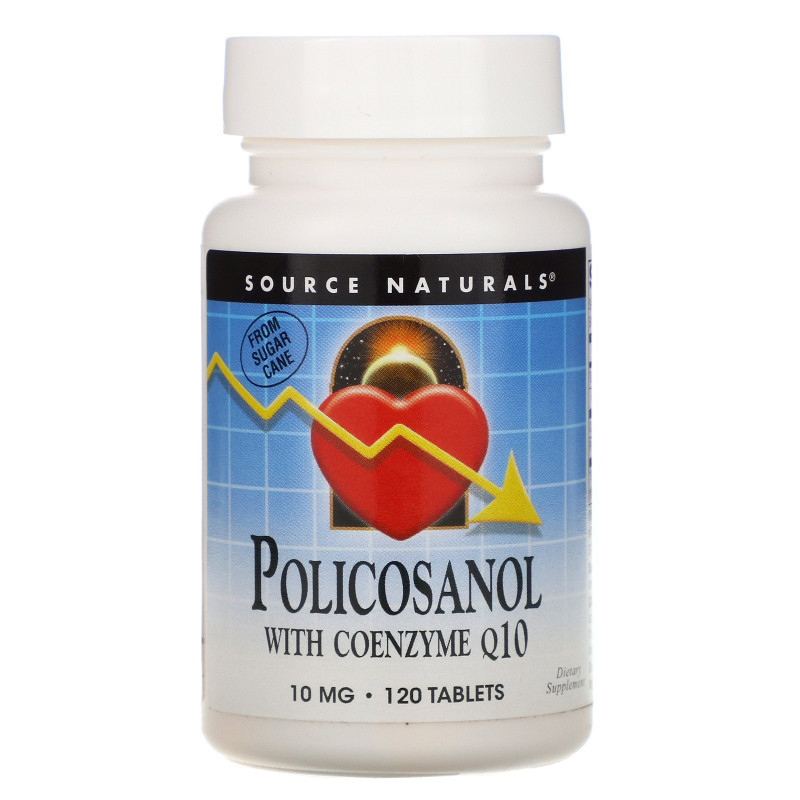 Source Naturals, Поликосанол, с коэнзимом Q10, 10 мг, 120 таблеток